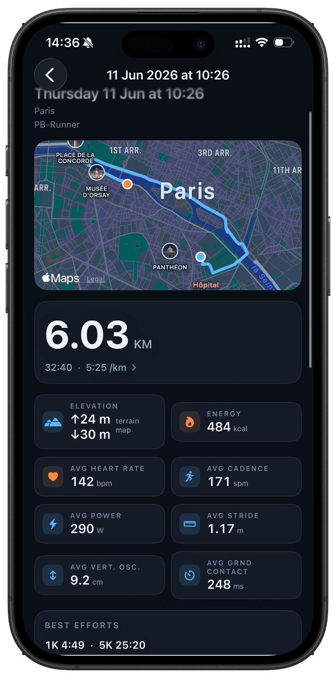 The run, in full