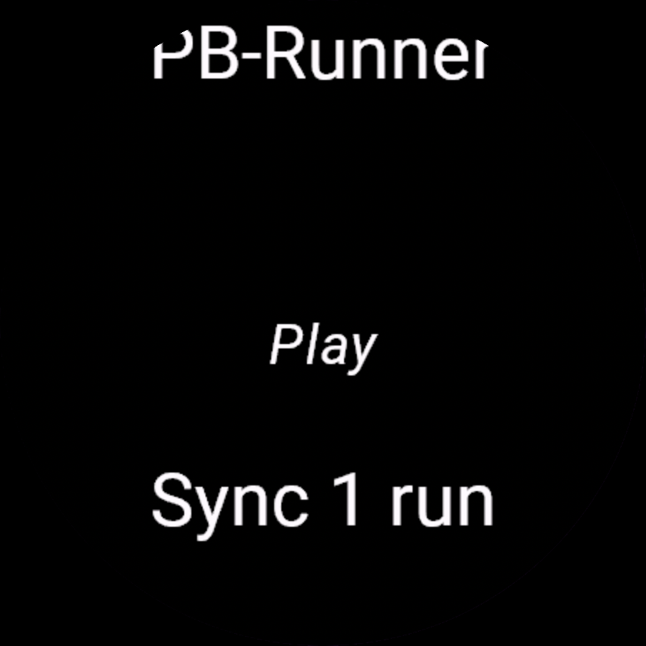 The watch menu showing Play and Sync 1 run