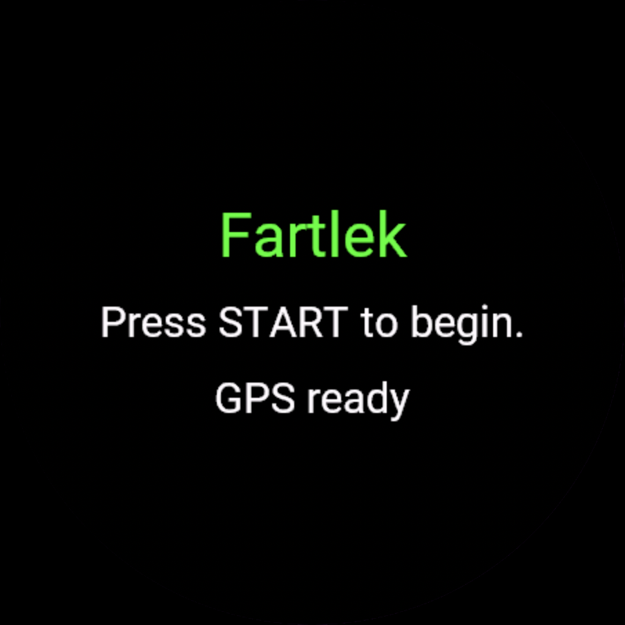 The ready screen, with the session name and the GPS line