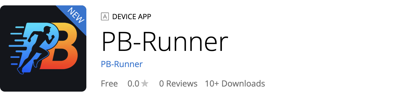 The PB-Runner listing on the Connect IQ store